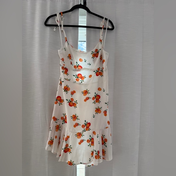 Wild Fable White Orange Floral Mini Dress | Tie Strap Summer Vacation Size L - Picture 4 of 11